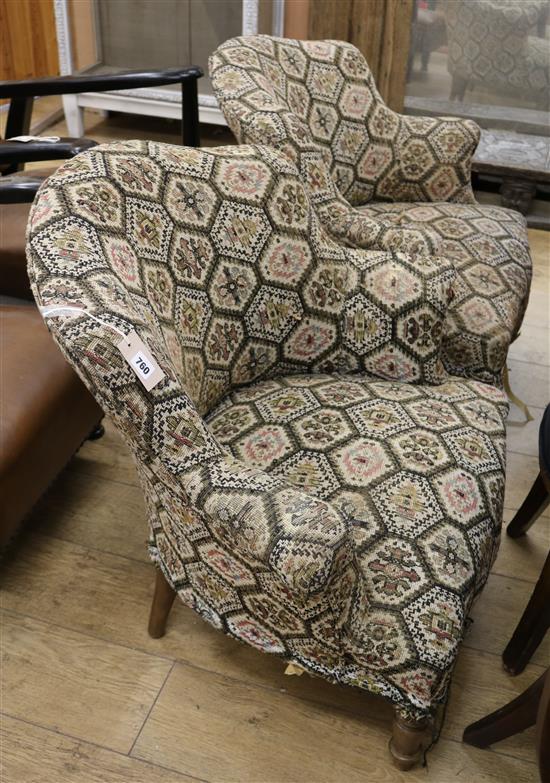 A pair of late 19th century tub chairs